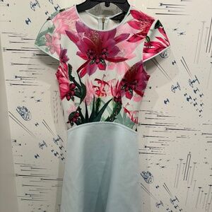 Ted Baker Anushia Floral Skater Dress, Blue, Size 0